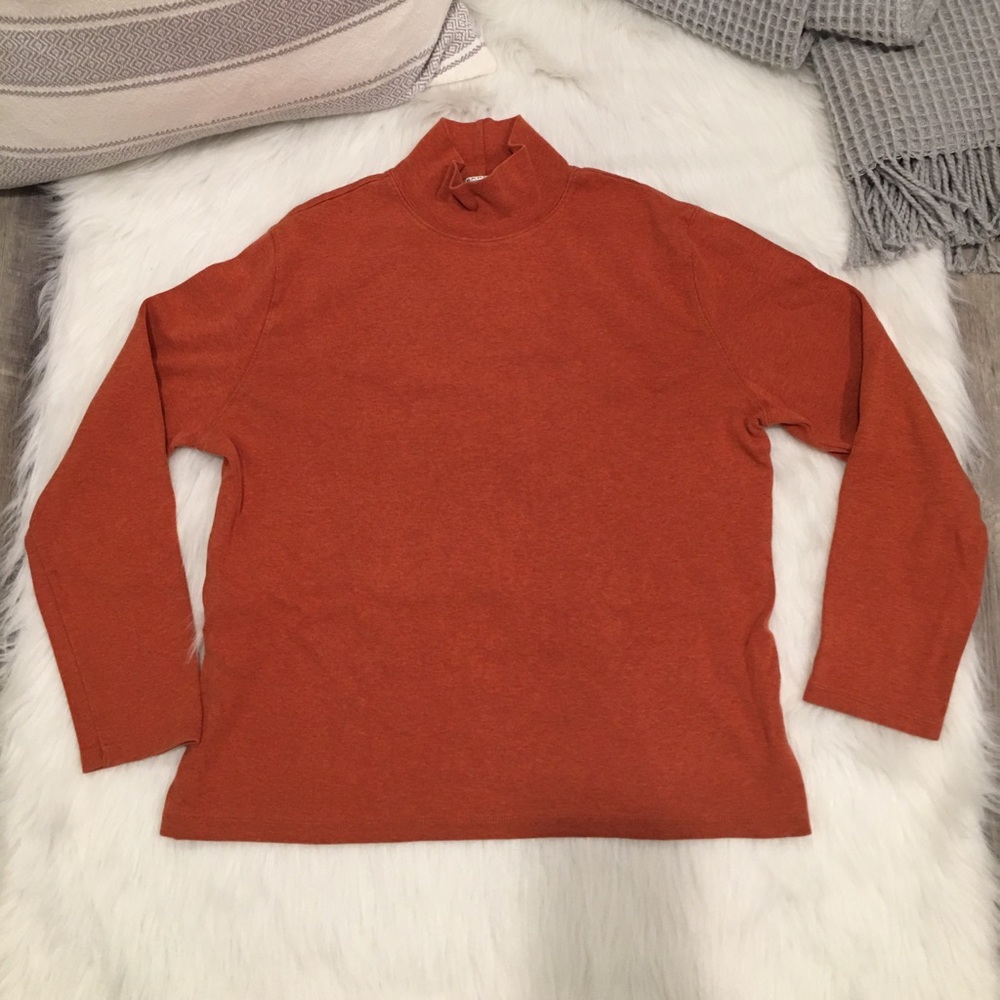 Pendleton Dark Orange Mock Neck Basic T-Shirt